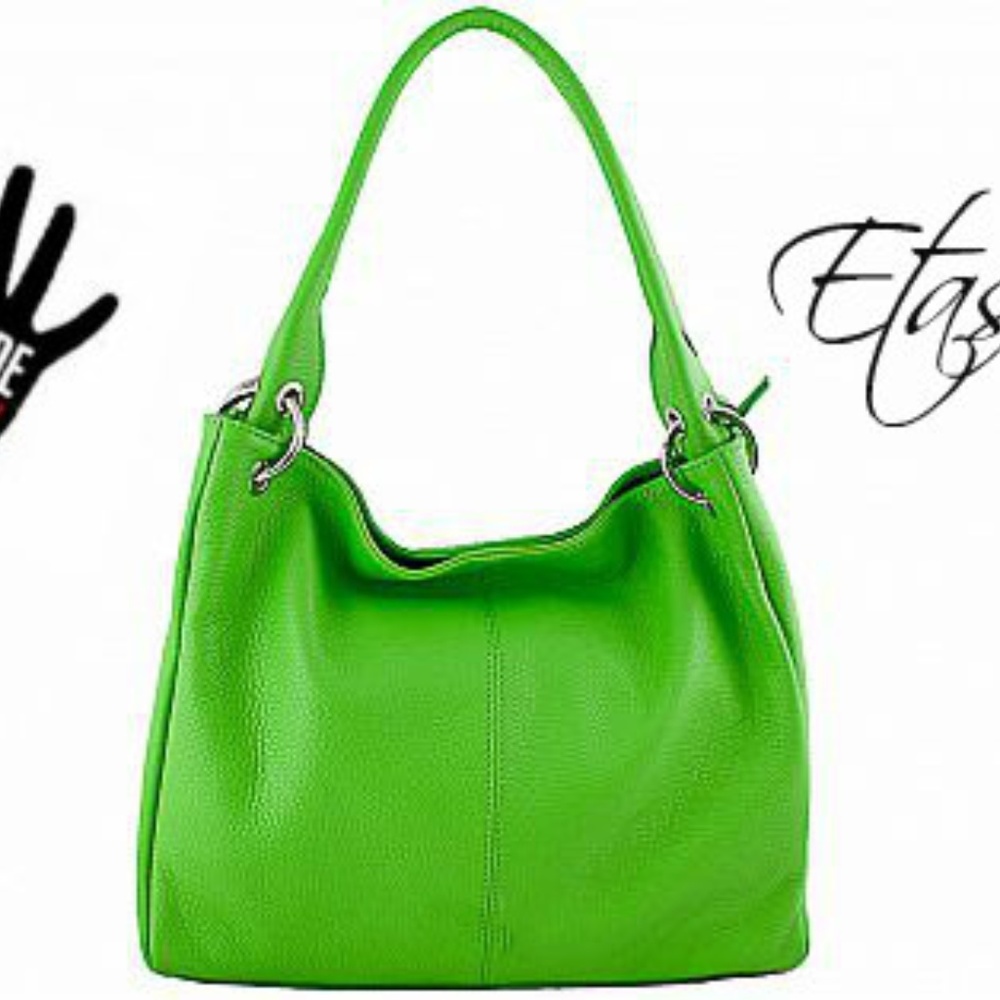 Etasico Leather Handbag Green Made in Italy Bag